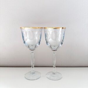 2 Vintage Lenox Crystal Classic Shell Gold Trim 8" Wine Glasses - Never Used